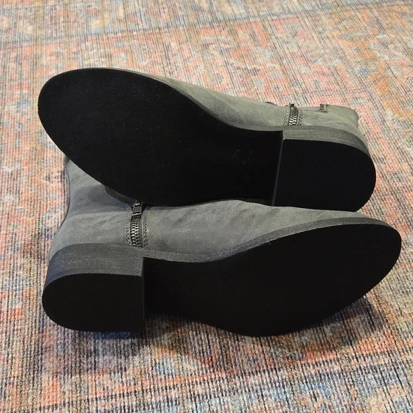 Women's Gray Suede Chelsea Ankle Boots with Side Zipper - Picture 4 of 5